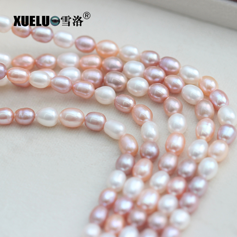 8mm Multicolor Oval Freshwater Pearl Strings AA quality 