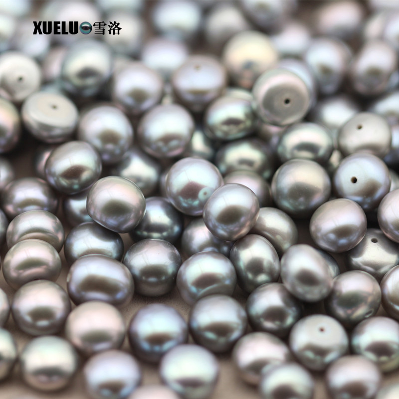 7-8mm Grey Button Round Freshwater Loose Pearls, AAAA