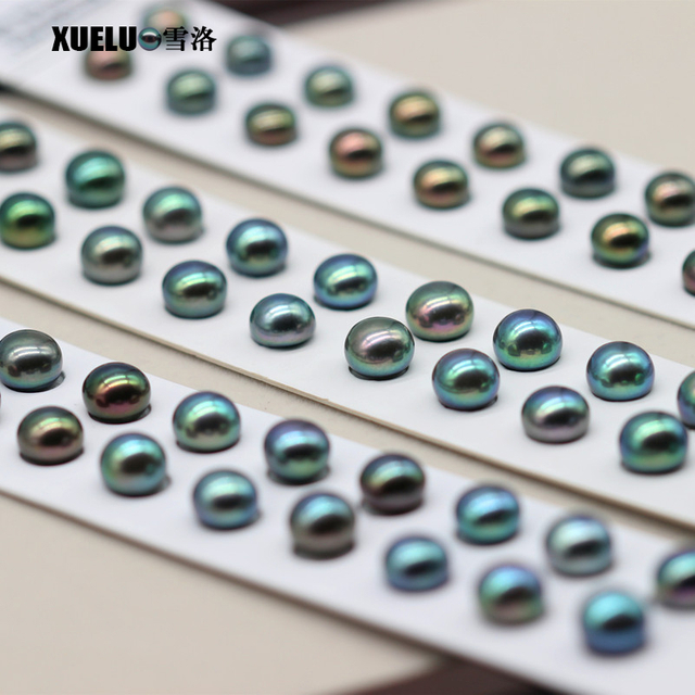 8.5-9mm Peacock Black Button Round Freshwater Loose Pearls, AAAA