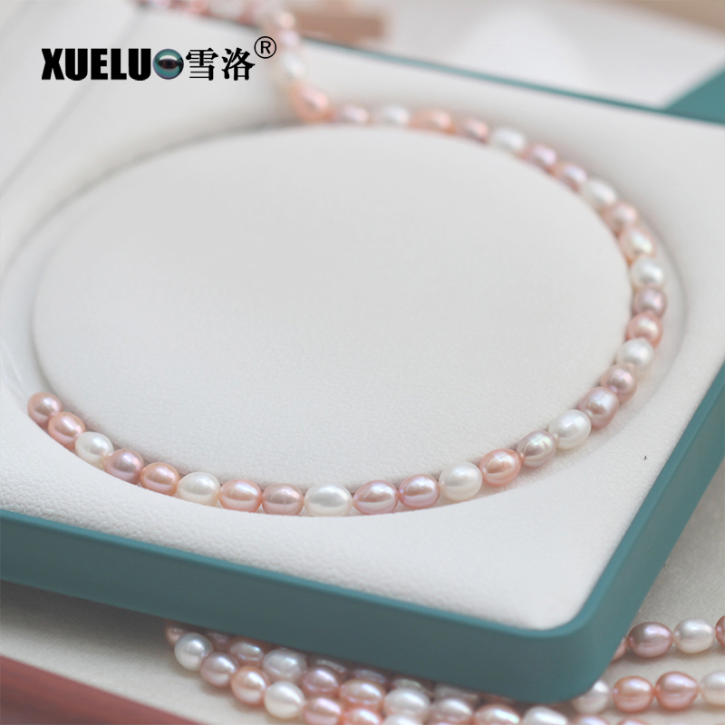 8mm Multicolor Oval Freshwater Pearl Strings AA quality 