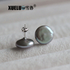 14-15mm Grey Baroque Freshwater Pearl Stud Earrings, AAA, 925sterling silver