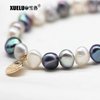 9-10mm Multicolor Baroque Freshwater Pearl Bracelet, AAA, 14k gold plated