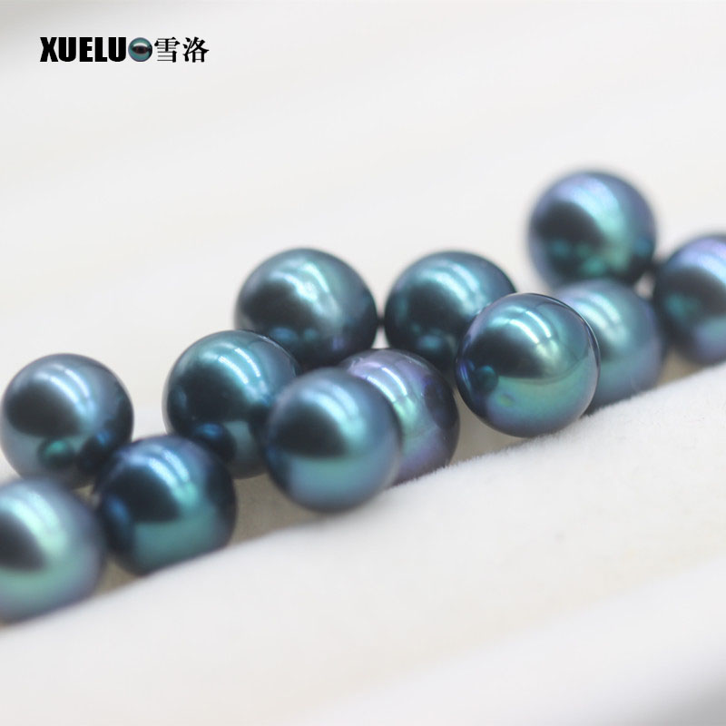 7-8mm Peacock Black Perfect Round Freshwater Loose Pearls, AAAA quality