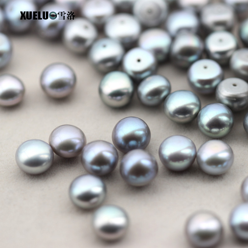 7-8mm Grey Button Round Freshwater Loose Pearls, AAAA