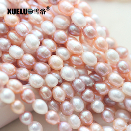 8mm Multicolor Oval Freshwater Pearl Strings AA quality 