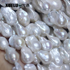 Length(25-30mm)*Width(14-16mm) White Baroque Freshwater Pearl Strings AAA high quality