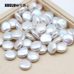 13-14mm White Coin Freshwater Loose Pearls, AAAA Quality