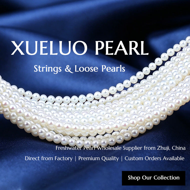 freshwater pearls strands on blue silk for wholesale pearl jewelry