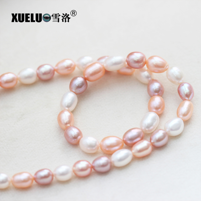 8mm Multicolor Oval Freshwater Pearl Strings AA quality 