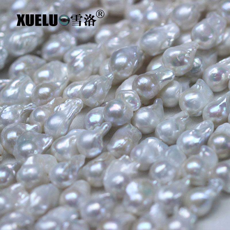 Length(25-30mm)*Width(14-16mm) White Baroque Freshwater Pearl Strings AAA high quality