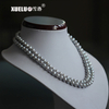 7-8mm Grey Round Freshwater Pearl Necklace, AA, silver plated