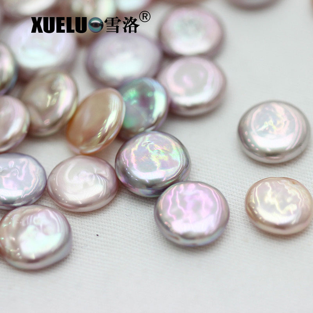 13-14mm Multicolor Coin Freshwater Loose Pearls, AAAA Quality