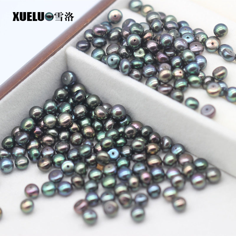8-9mm Peacock Black Button Round Freshwater Loose Pearls, AAAA