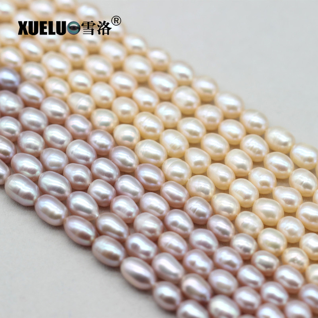 6-7mm White/Lavender/Pink Oval/Rice Freshwater Pearl Strings Medium Quality 