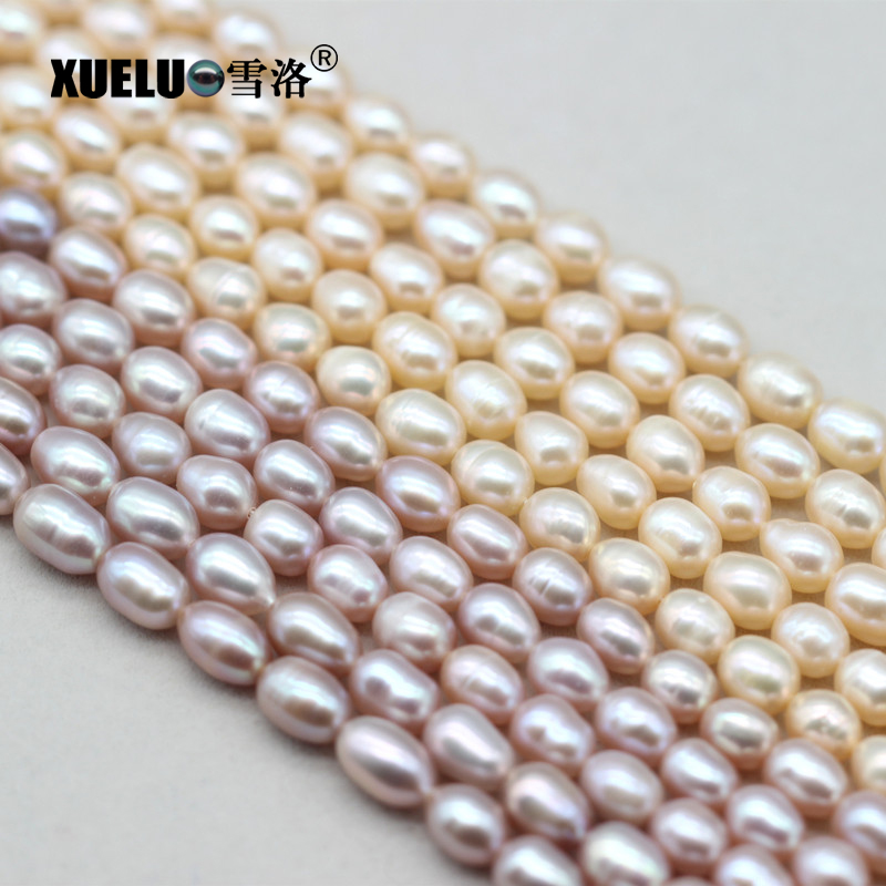 6-7mm White/Lavender/Pink Oval/Rice Freshwater Pearl Strings Medium Quality 