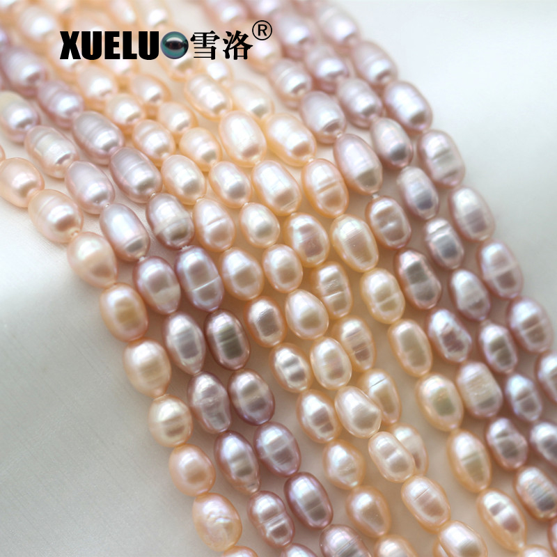  5-6mm White/Pink/Lavender Rice/Oval Fresh Water Pearl Strings Normal Quality