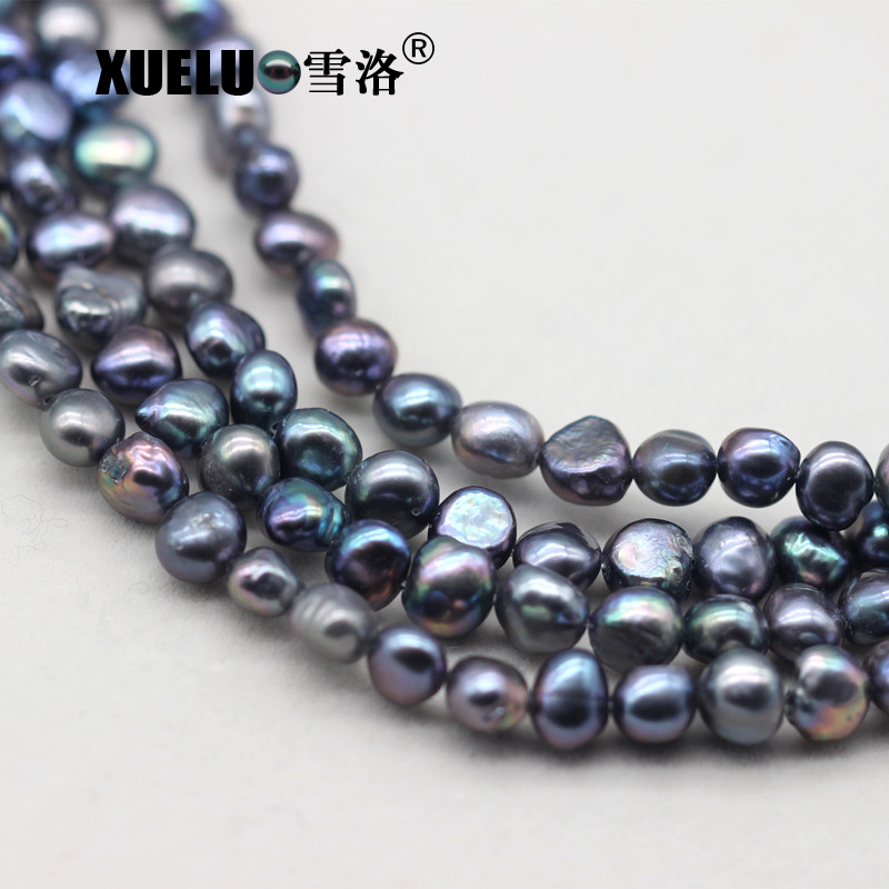 7-8mm White/Black/Grey Nugget Baroque Freshwater Pearl Strings AAA