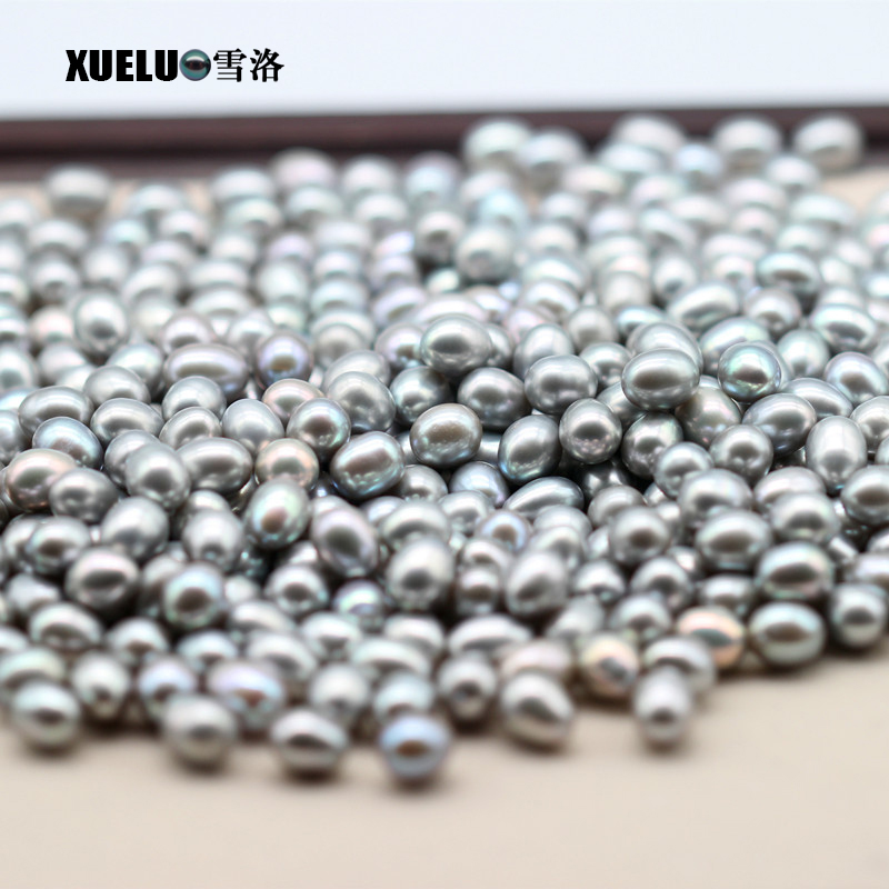 7-8mm Grey Oval Freshwater Loose Pearls, AAAA
