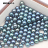 7-8mm Peacock Black Perfect Round Freshwater Loose Pearls, AAAA quality