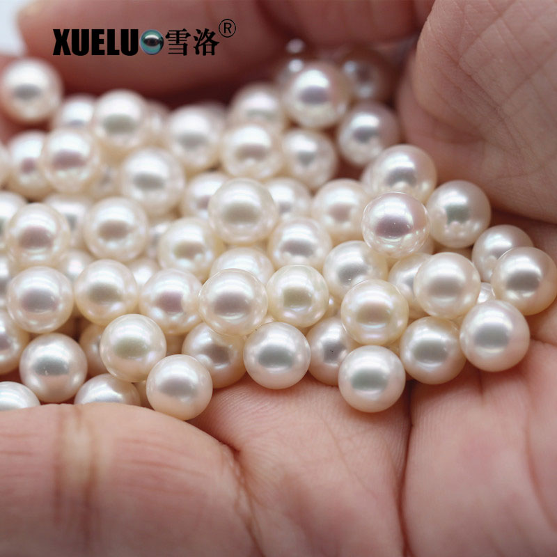 6-7mm White Perfect Round Freshwater Loose Pearls, AAAA
