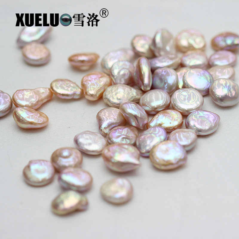 13-14mm Multicolor Coin Baroque Freshwater Loose Pearls, AAAA