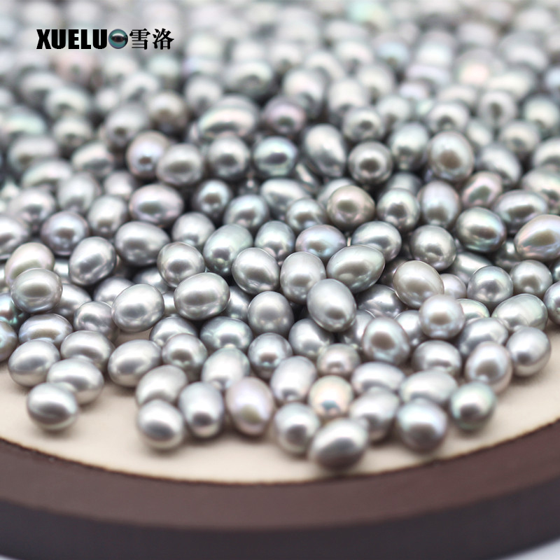 7-8mm Grey Oval Freshwater Loose Pearls, AAAA