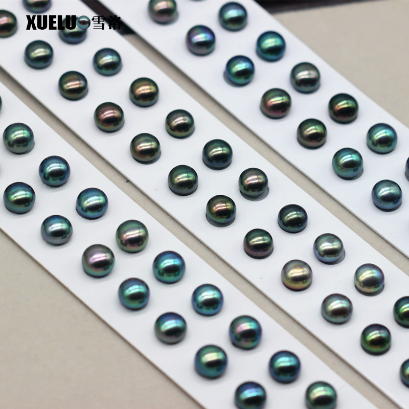 8.5-9mm Peacock Black Button Round Freshwater Loose Pearls, AAAA