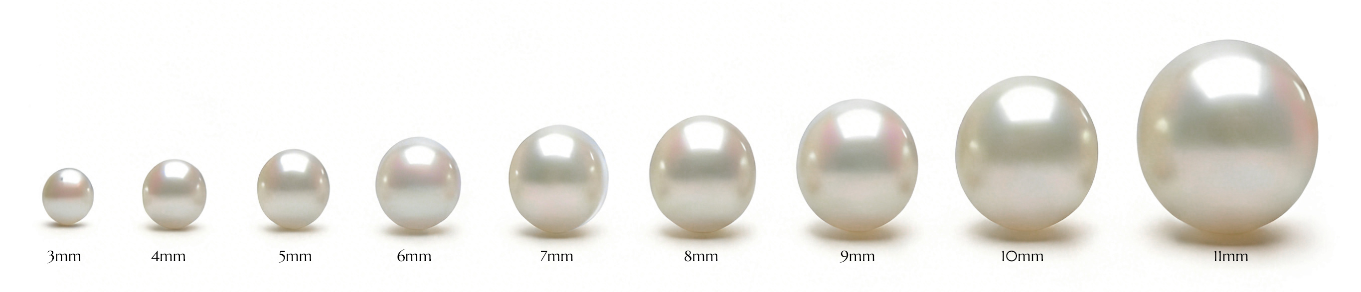 freshwater pearl size chart from 3mm to 11mm