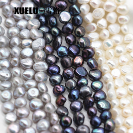 7-8mm White/Black/Grey Nugget Baroque Freshwater Pearl Strings AAA