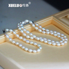5-6mm/8-9mm White Rice Freshwater Pearl Necklace, AAA, 925sterling silver