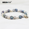 9-10mm Multicolor Baroque Freshwater Pearl Bracelet, AAA, 14k gold plated