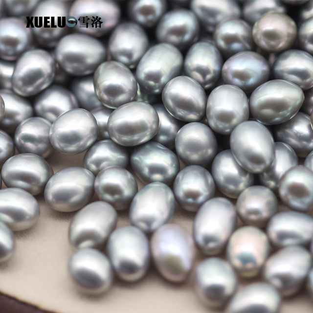 7-8mm Grey Oval Freshwater Loose Pearls, AAAA