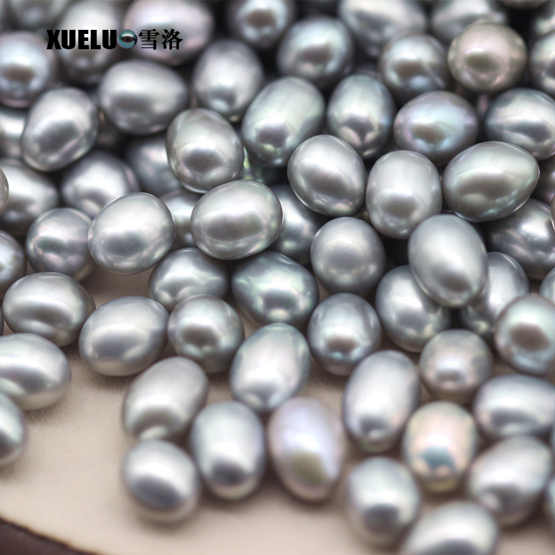 7-8mm Grey Oval Freshwater Loose Pearls, AAAA