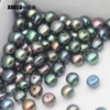 8-9mm Peacock Black Button Round Freshwater Loose Pearls, AAAA