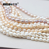 6-7mm White/Lavender/Pink Oval/Rice Freshwater Pearl Strings Medium Quality 