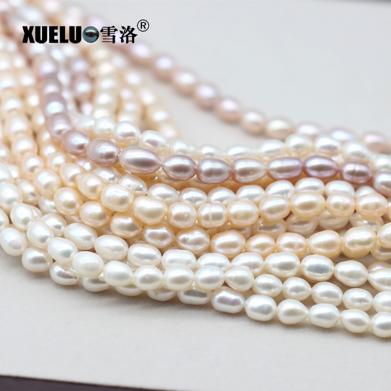 6-7mm White/Lavender/Pink Oval/Rice Freshwater Pearl Strings Medium Quality 