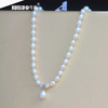 5-6mm/8-9mm White Rice Freshwater Pearl Necklace, AAA, 925sterling silver