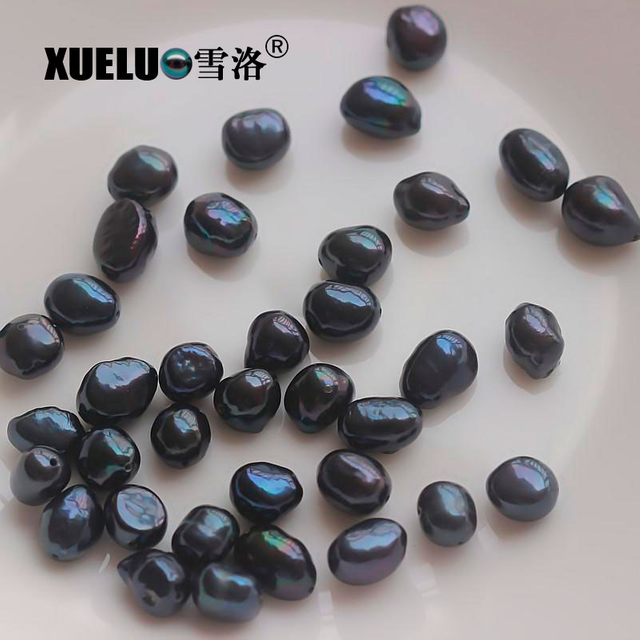 7-8mm White/Black Nugget Baroque Freshwater Loose Pearls, AAA