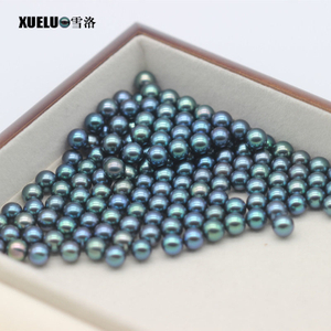 7-8mm Peacock Black Perfect Round Freshwater Loose Pearls, AAAA quality