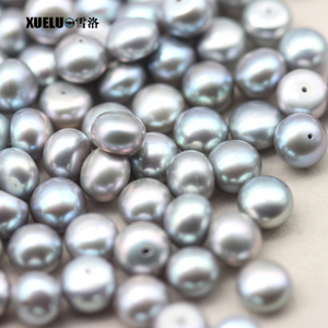 7-8mm Grey Button Round Freshwater Loose Pearls, AAAA