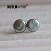 14-15mm Grey Baroque Freshwater Pearl Stud Earrings, AAA, 925sterling silver