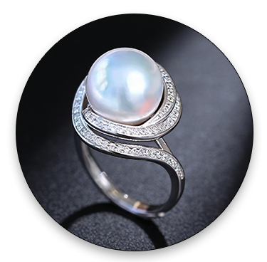 freshwater pearl ring with silver jewelry setting