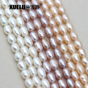  5-6mm White/Pink/Lavender Rice/Oval Fresh Water Pearl Strings Normal Quality