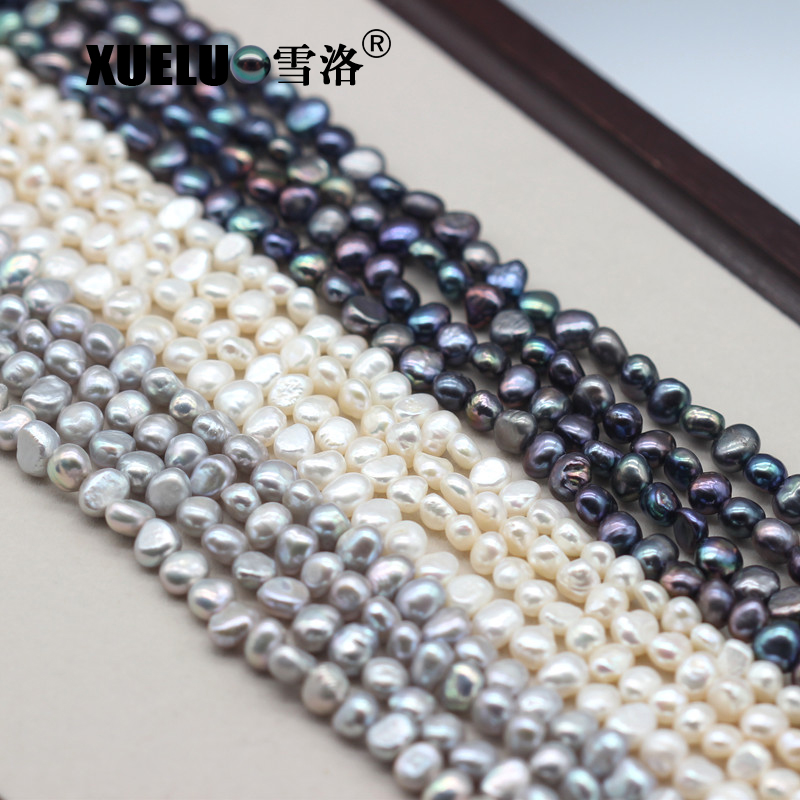 7-8mm White/Black/Grey Nugget Baroque Freshwater Pearl Strings AAA