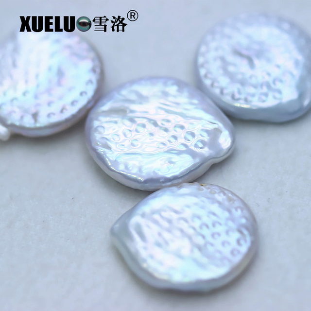 15-18mm White Big Baroque Coin Freshwater Loose Pearls, AAA