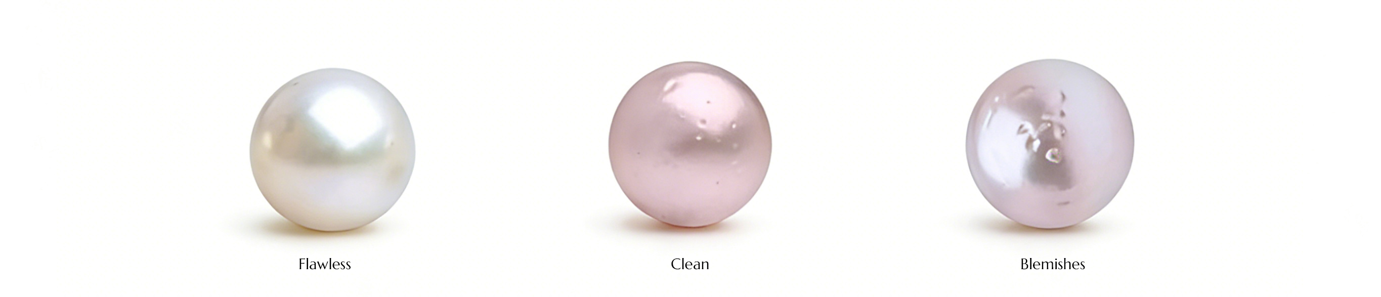 pearl surface quality comparison with flawless clean and blemished pearls