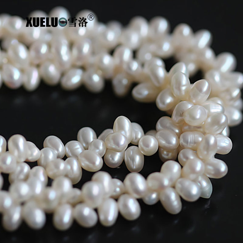 4-5mm White Potato Round Freshwater Pearl Necklace, AAA, Silver Plated