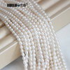 4-5mm White/ Lavender Oval/ Rice Freshwater Pearl Strings AAA High Quality