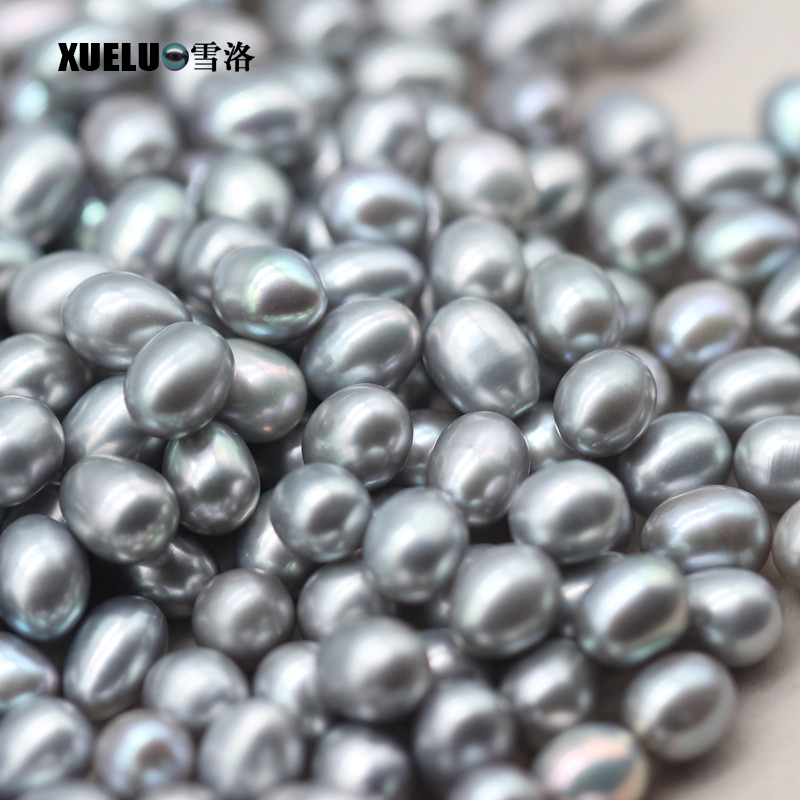 7-8mm Grey Oval Freshwater Loose Pearls, AAAA