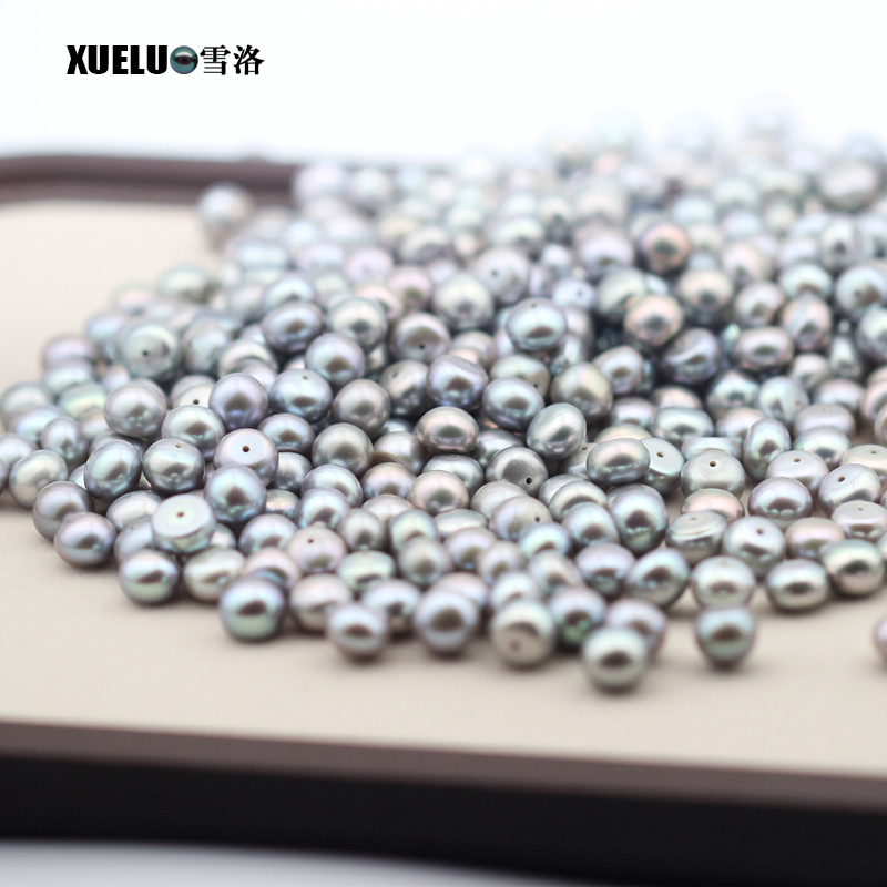 7-8mm Grey Button Round Freshwater Loose Pearls, AAAA